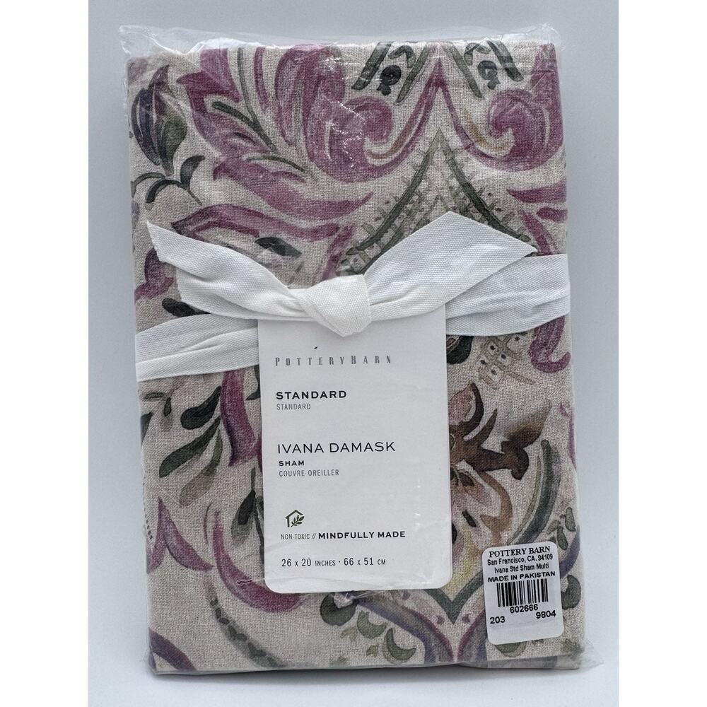 Pottery Barn Ivana Damask Standard Sham Mulicolor 26"x20" Brand New